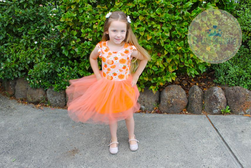 Oranges & Daisies Flutter Sleeve Tulle Dress